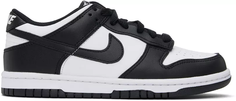 Большие детские черно-белые кроссовки Dunk Low Nike, белый/белый/черный