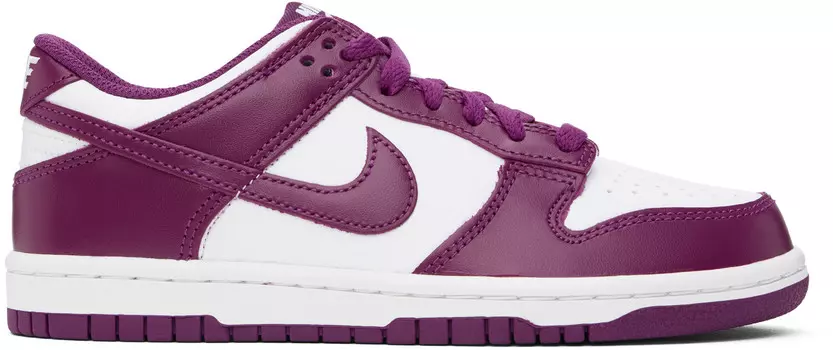 Большие детские фиолетовые и белые кроссовки Dunk Low Nike