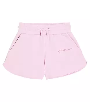 Большие хлопковые шорты в книжном стиле Off-White Kids, фиолетовый