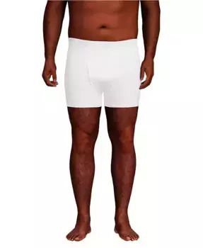 Большие и высокие боксеры-слипы из трикотажа, 3 шт Lands' End, белый