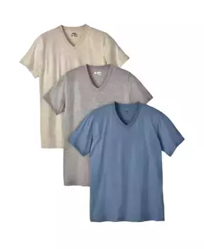 Большие и высокие хлопковые майки с V-образным вырезом, 3 шт KingSize, мультиколор