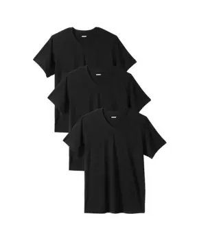 Большие и высокие хлопковые майки с V-образным вырезом, 3 шт KingSize, черный