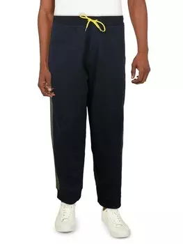 Большие и высокие мужские хлопковые брюки-джоггеры с цветными блоками Polo Ralph Lauren, цвет Navy Multi