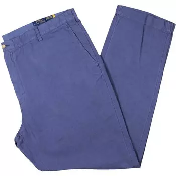 Большие и высокие мужские льняные брюки прямого кроя Polo Ralph Lauren, цвет Blue Heaven