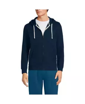 Большие и высокие размеры: худи с длинными рукавами и молнией Serious Sweats Lands' End, синий