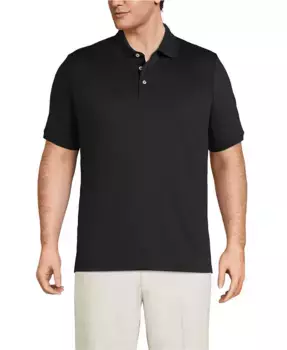 Большие и высокие школьные поло с коротким рукавом из хлопка Supima Lands' End, черный
