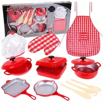 БОЛЬШИЕ КОРЗИНКИ СКОВОРОДА детская пластиковая КУХОННАЯ ПОСУДА ФАРТУК Y163 MalPlay