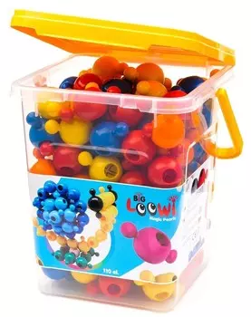 Большие, красочные строительные блоки в пластиковом ведре, 110 шт. НИЗКИЙ Loowi