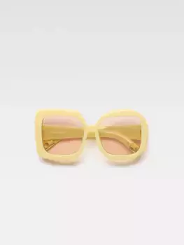 Большие круглые квадратные солнцезащитные очки Люнеты Карре Ронд Jacquemus, бледно-желтый