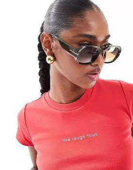 Большие круглые солнцезащитные очки AJ Morgan зеленого цвета с коричневыми линзами