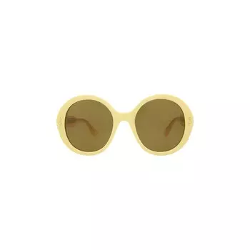 Большие круглые солнцезащитные очки Gucci, Желтый/Коричневый