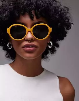 Большие круглые солнцезащитные очки Topshop Corfu горчично-желтого цвета