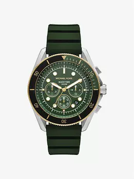 Большие морские двухцветные часы из силикона Michael Kors, зеленый