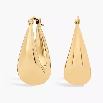 Большие овальные серьги-кольца из 14-каратного итальянского желтого золота Blue Nile