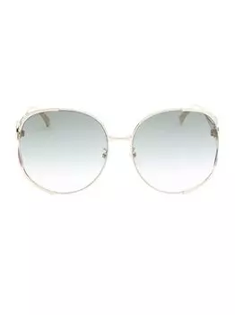 Большие овальные солнцезащитные очки 63MM Gucci, золотой