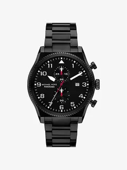 Большие панорамные часы черного цвета Michael Kors, черный