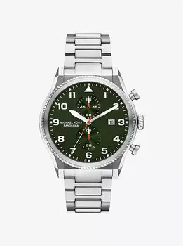 Большие панорамные часы серебристого цвета Michael Kors, серебряный