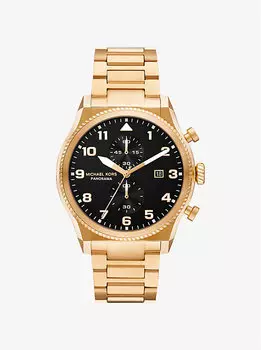 Большие панорамные часы золотистого цвета Michael Kors, золотой