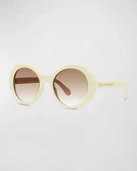 Большие пластиковые круглые солнцезащитные очки Stella McCartney, цвет Ivory Gradient Brown