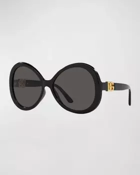 Большие пластиковые овальные солнцезащитные очки Dolce&Gabbana, цвет Black