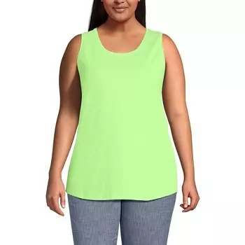 Большие размеры Lands' End Туника-майка с круглым вырезом, цвет Lime Jade