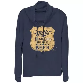 Большие размеры Miller High Life Значок с воротником-хомутом Легкий графический дизайн с длинным рукавом Licensed Character, темно-синий