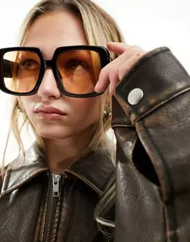 Большие солнцезащитные очки ASOS с линзами персикового цвета в стиле 70-х