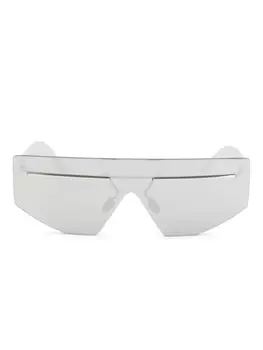 Большие солнцезащитные очки-щитки Prada Eyewear, серебряный