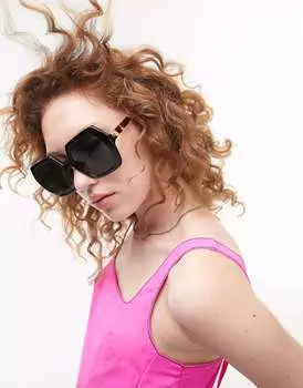 Большие солнцезащитные очки-шестигранники Topshop черного цвета