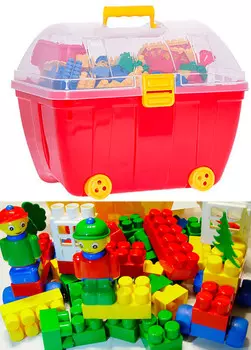 Большие строительные блоки Hemar K3, в среднем футляре (красный)