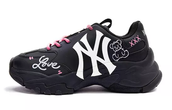 Большие толстые кроссовки Chunky Chunky унисекс с низким верхом черного/розового/белого цвета Mlb