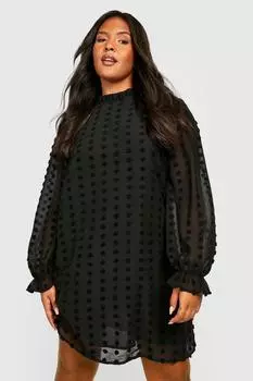 большое платье из сетки добби Boohoo, черный