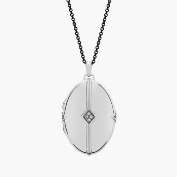 Большой эффектный медальон с деталями из белого сапфира из стерлингового серебра Blue Nile