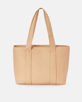 Большой бежевый шопер с брошью Tintoretto, бежевый