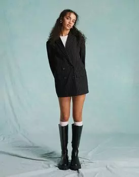 Большой блейзер с напуском в черную полоску Miss Selfridge — часть комплекта