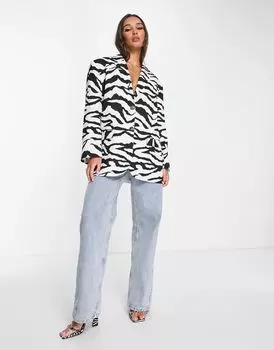 Большой блейзер с зебровым принтом ASOS Grandad
