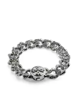 Большой браслет-цепочка с цветочным узором Emanuele Bicocchi, серебяный