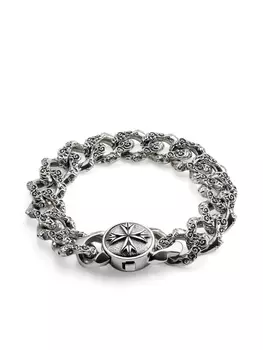 Большой браслет-цепочка с цветочным узором Emanuele Bicocchi, серебряный