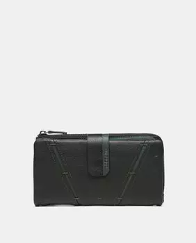 Большой черный двухцветный кожаный кошелек с внутренними отделениями для карт Abbacino, черный