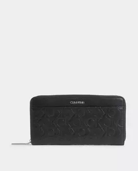 Большой черный кошелек с гравировкой кокоса Calvin Klein, черный