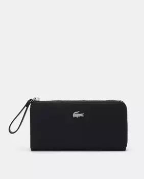 Большой черный кошелек с логотипом кокоса и молнией Lacoste, черный