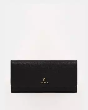 Большой черный кожаный кошелек с клапаном Furla, черный