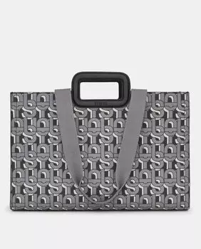 Большой черный шопер с принтом и дополнительной ручкой Tous, черный