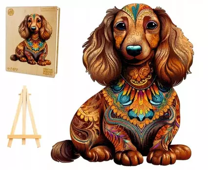 Большой Деревянный Пазл 260 Деталей Длинношерстная Такса В Деревянной Коробке Pasjo24