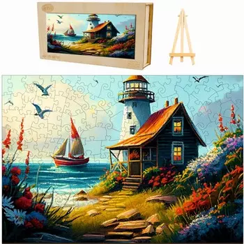 Большой Деревянный Пазл 262 Деталей Дом Хранителя Маяка В Деревянной Коробке Pasjo24