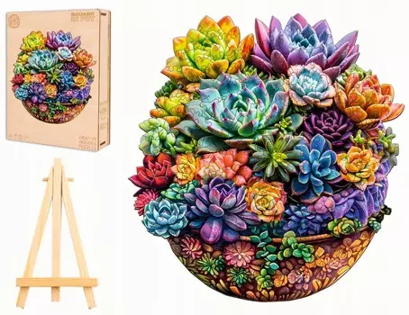 Большой Деревянный Пазл 280 Шт. Растения В Горшке В Деревянной Коробке Pasjo24