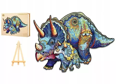 Большой Деревянный Пазл 289 Деталей Деревянная Коробка Динозавра Трицератопа Pasjo24