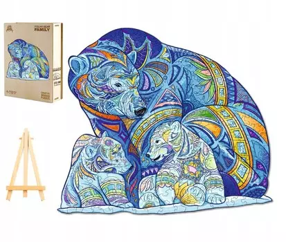 Большой Деревянный Пазл 292 Деталей Семья Медведей Деревянная Коробка Pasjo24