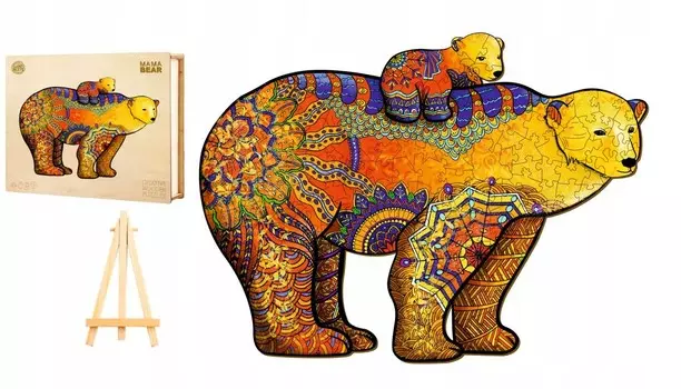 Большой Деревянный Пазл 297 Деталей Мама Медведь В Деревянной Коробке Pasjo24