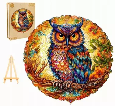 Большой Деревянный Пазл 300 Деталей Очаровательная Сова В Деревянной Коробке Pasjo24